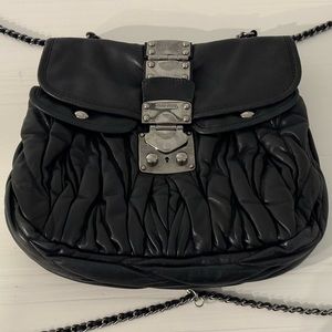 Miu Miu Black Matalasse Backpack with Chain in Napa Leather